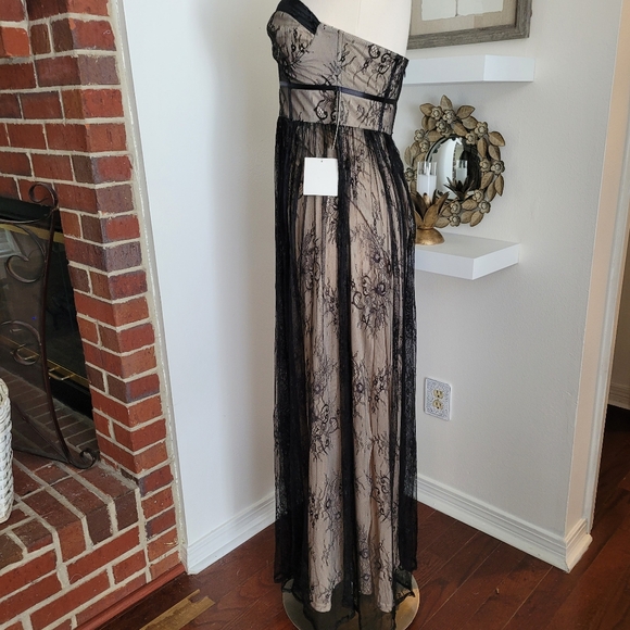 Lulu's Amorous Attitude Black Lace Bustier Strapless Maxi Dress Small - Picture 3 of 10
